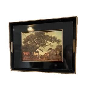 VTG Mares & Foales Landscape Decorative Print Tray Horses George Stubbs Style